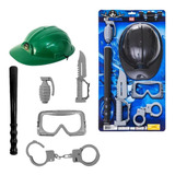 Combo Brinquedo Infantil Kit Policial + Kit Militar Guerra 