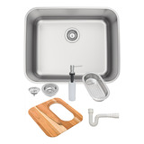 Combo Cuba Bacia Inox Cozinha Tramontina Dora 50x40 Fosca