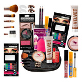Combo De Maquiagens Completo Pincéis Necessaire Luxo
