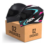 Combo Dois 2 Capacetes Moto Asx Eagle Com Narigueira Alta