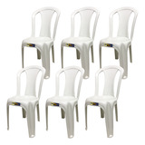 Combo Kit 6 Cadeiras Plástica Branca Bistrô P/ Ate 182kg