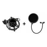 Combo Microfone Aranha Shock Mount + Tela Pop Filter