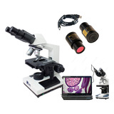 Combo Microscópio Binocular Biológico Led 1600x