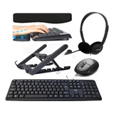 Combo Office-suporte Note, Headset, Teclado E Mouse, Key Pad