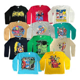 Combo Top 5 Camisa Manga Comprida Infantil Bebê Menino