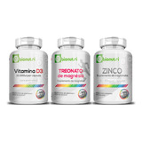 Combo Vitamina D3+magnésio L-treonato+zinco 120caps Bionutri