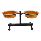 Comedor Vasilha Para Ração Elevado Premium Preto Cão Porte P