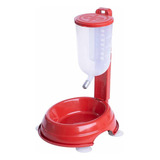 Comedouro Bebedouro Duplo Lambe Binga Automático Para Cães Cor Vermelho