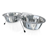 Comedouro E Bebedouro Para Cães E Gatos Inox Duplo 1500 Ml Cor Prata