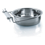 Comedouro Inox Caneca Suporte Dupla Borboleta Pássaros 887ml Cor Alumínio