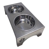 Comedouro/bebedouro Elevado Inox Duplo Cães - Dog 30cm Alt