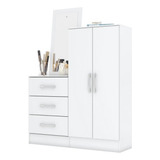 Cômoda 03 Gavetas 02 Portas C/ Espelho B700 Branco - Briz