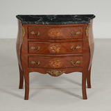Comoda Bombe Madeira Marchetada Marmore Verde Aplique Bronze