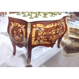 Cômoda Bombê Marchetaria Florais Graciosa Marmore Travertino