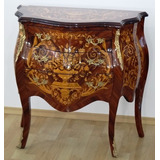 Cômoda Bombê Rica Marchetaria Artesanal Madeira Sob Madeira