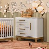 Cômoda Encanto Oranizador De Roupa Com 4 Gavetas E Sapateira Para Quarto Infantil Cor Branco