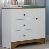 Cômoda Infantil Bebê 1 Porta 3 Gavetas 100% Mdf Zaky Retrô