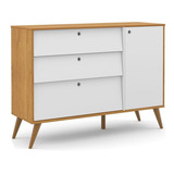 Cômoda Infantil Com Porta Retro Gold Freijó Branco Soft Eco