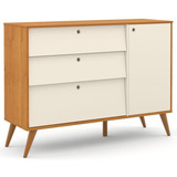 Cômoda Infantil Com Porta Retro Gold Freijó Off White Eco