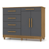 Cômoda Sapateira Quarto 5 Gavetas 2 Portas Livia Nature