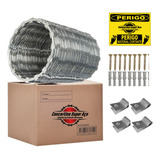 Concertina Dupla Clipada 45 Cm + Kit Instalaçao 5 Metros 