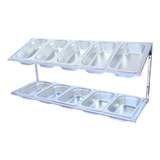 Condimentadora Pizzarola Parede Aço Inox 10 Cubas 1/4 Duplo