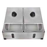 Condimentadora Pizzarola Profissional 2 Cubas Parede Bancada Cor Inox