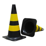 Cone Sinalização Preto E Amarelo 75cm