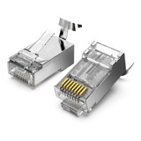 Conector Cat6a Cat7 Rj45 Blindado Ftp Ethernet 10 Gbps 100un