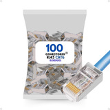 Conector Macho Rj45 Blindado Cat6 Gigabit Pacote 100 Peças