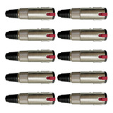 Conector P10 Fêmea Linha Stereo- Wireconex - Kit 10 Unidades