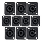 Conector Plug Speakon Fêmea Painel Trava De Metal Kit Com 10