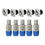 Conector Powercon Cinza 20a 6 Plug Fêmea 6 Plugs Macho