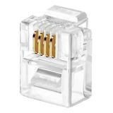 Conector Rj11 4 Vias 6x4 Plug P/ Telefone C/ 100 Peças