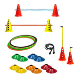  Cones C/ Barreiras + 10 Pratos + Argolas De Agilidade