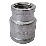 Conexão Aço Inox 304 Redução Luva 3/4 X 1/2 Rosca Fêmea Bsp 