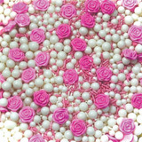 Confeitos De Açúcar Sprinkles Rosa Flor  - Jady
