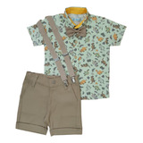 Conj. Roupa Festa Aniversário Menino Camisa E Bermuda