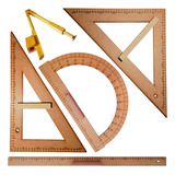 Conj 2 Kit Geométrico Prof Mdf Régua 60cm Comp Quadro Branco