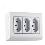 Conj Caixa Sobr + 3 Tomadas 20a Lizflex Branco Tramontina