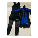 Conj Roupa Neoprene Femenino 5mm Jardineira E Jaqueta Pino