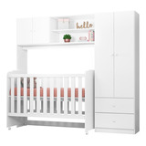 Conjugado Infantil Berço E Armario 4 Pt 999150 Branco Plla