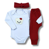 Conjuntinho Roupinha Bebê Menina Kit Inverno Frio Chique V5