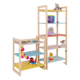Conjunto 02 Estante Prateleira Organizadora Quarto Infantil Cor Colorida