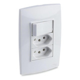 Conjunto 1 Interruptor 2 Tomadas Force Line Cor Branco