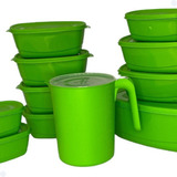 Conjunto 10 Potes 1 Jarra Marmita Organizador Plasticos