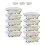 Conjunto 10 Potes 370ml Vidro Hermético Mantimentos Marmita
