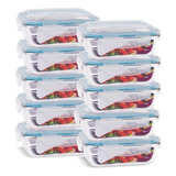 Conjunto 10 Potes 640ml De Vidro Com Tampa Hermético Marmita