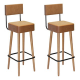 Conjunto 2 Banqueta Alta 70 Cm Pés Palito Barcelona Amarula