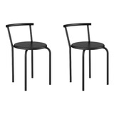 Conjunto 2 Banquetas 105 Tubo Preto Napa Preta Carraro